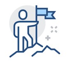 icon of person at top of mountain with flag